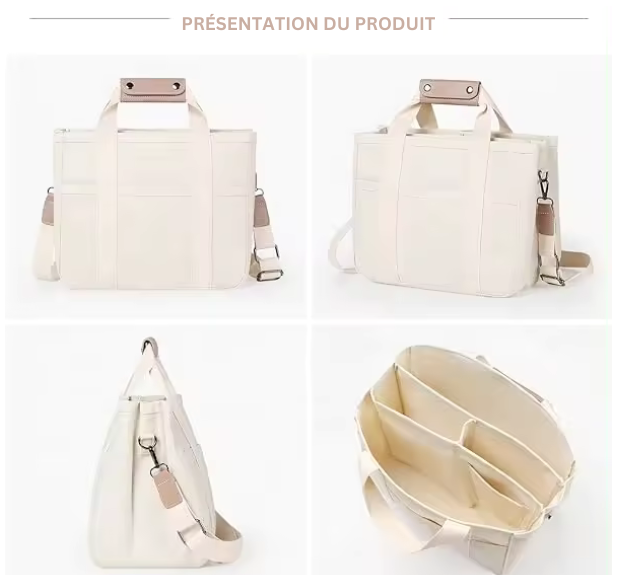 Sac Fourre-tout en Toile Avec Multiples Poches