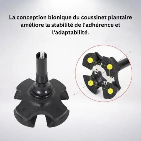 Bâton de marche pliable antidérapant en alliage d'aluminium avec lumière LED