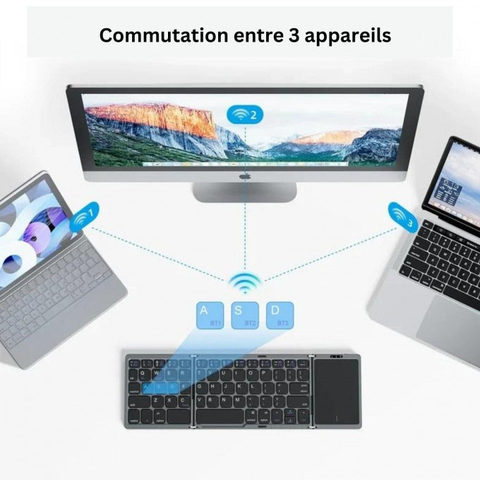 Clavier Bluetooth pliable avec pavé tactile