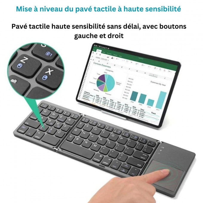 Clavier Bluetooth pliable avec pavé tactile